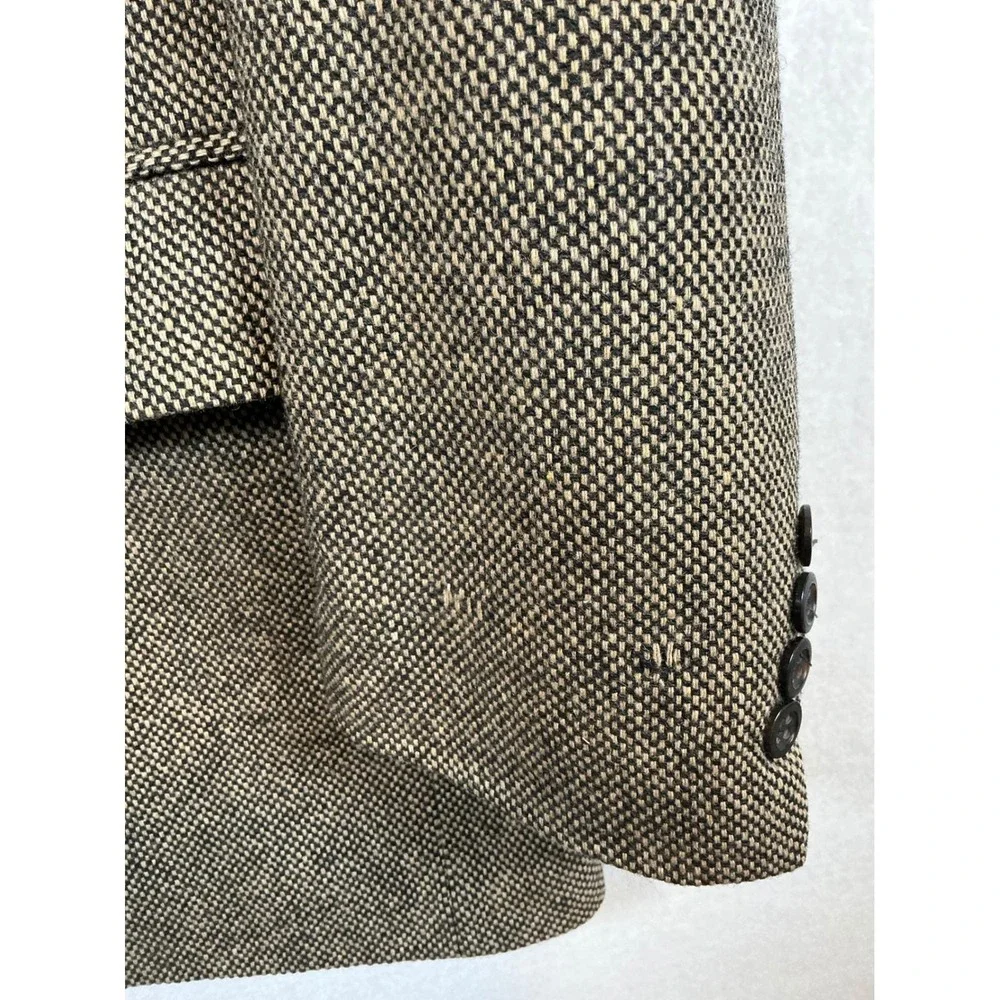 Bill Blass Menswear‎ Lord & Taylor Blazer Tan Black Micro Check Sport Coat Mens